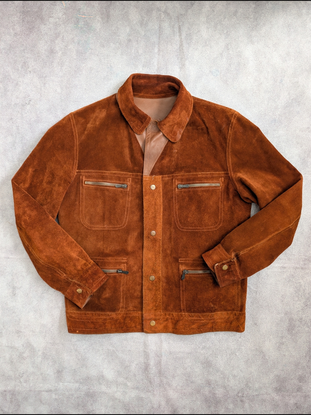 VTG 70s HUC of Sweden Men's Brown Leather and Suede Reversible Jacket Size M